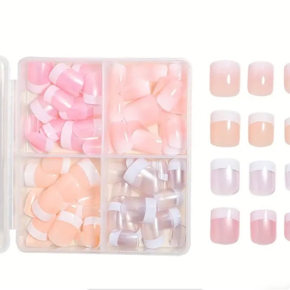 New Press on Nails Glazed Donut French Fake Fun & Fabulous Glue Pads & File - Picture 7 of 8